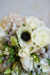 winter bride's bouquet in hands