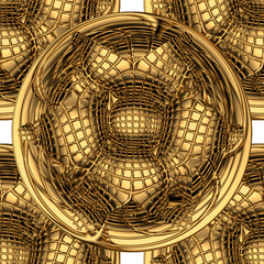 Seamless Gold Polar geometric pattern decor for wall on a white background 3d rendering