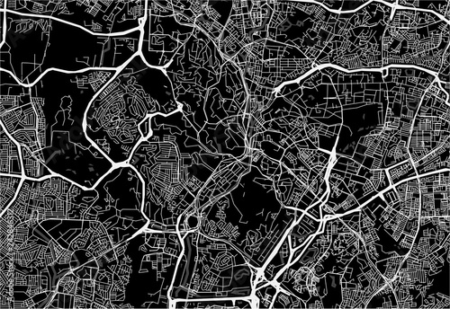 Fotomural Dark area map of Kuala Lumpur, Malaysia