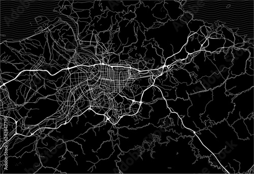 Fotomural Dark area map of Taipei, Taiwan