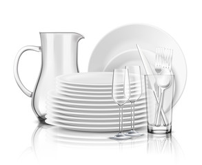 Canvas Print - Clean Tableware Realistic Design Concept