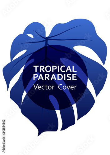 Tropical paradise leaf vector cover layout.