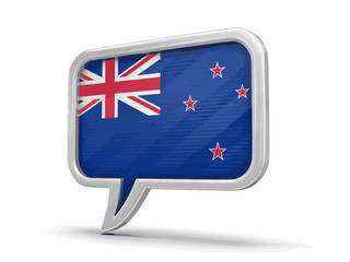 Poster - Speech bubble with New Zealand flag. Image with clipping path