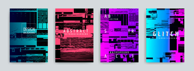 Poster - set of abstract background cover designs. screen error effect. failure. vector graphics. abstract ba