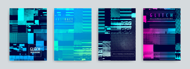 Poster - set of abstract background cover designs. screen error effect. failure. vector graphics. abstract ba