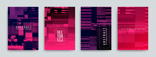 Poster - set of abstract background cover designs. screen error effect. failure. vector graphics. abstract ba