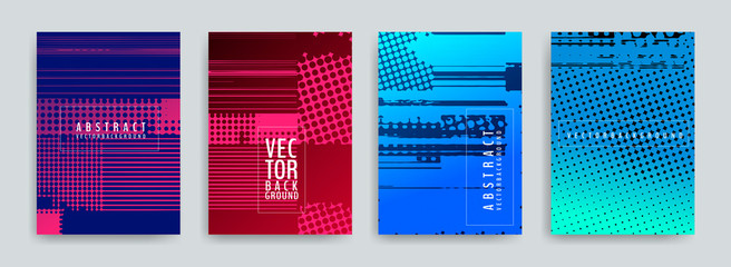 Poster - set of abstract background cover designs. screen error effect. failure. vector graphics. abstract ba