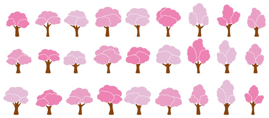 Wall Mural - Cartoon garden pink trees