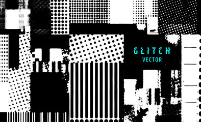 Poster - abstract vector background. screen error effect. strokes cut out irregular geometric patterns. glitc