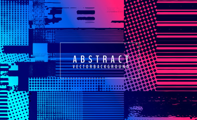 Poster - abstract vector background. screen error effect. strokes cut out irregular geometric patterns. glitc
