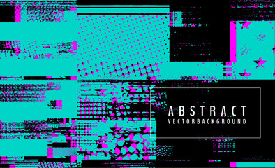 Poster - abstract vector background. screen error effect. strokes cut out irregular geometric patterns. glitc