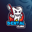 dental mascot logo design vector with modern illustration concept style for badge, emblem and t shirt printing. dental illustration with tooth brush.