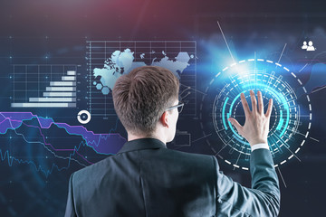 Poster - Man using hud business interface
