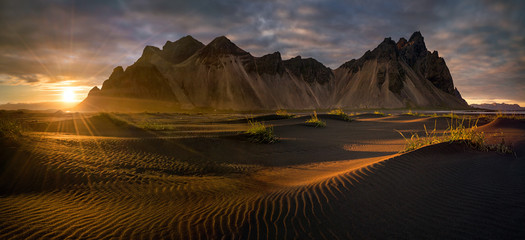 Wall Mural - stokksnes sunset panorama