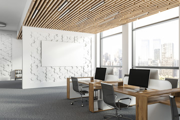 Poster - White hexagonal pattern office, poster