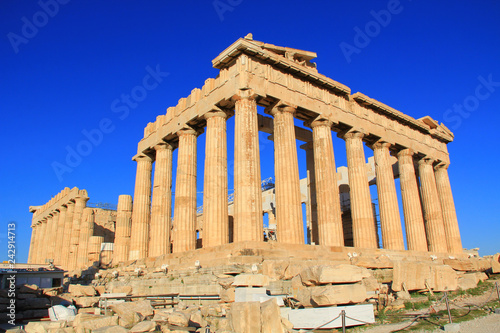 Fotografie, Obraz The Parthenon on the Acropolis in Athens, Greece with a beautiful blue sky copy space and no people