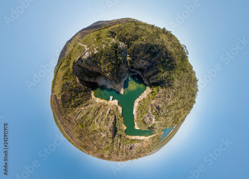 Fotografie, Obraz Little Planet of Canyon Viewpoint (Mirante dos Canyons), Capitolio, Minas Gerais