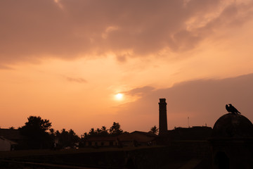 Wall Mural - sunset with clock tower gall sri lanka