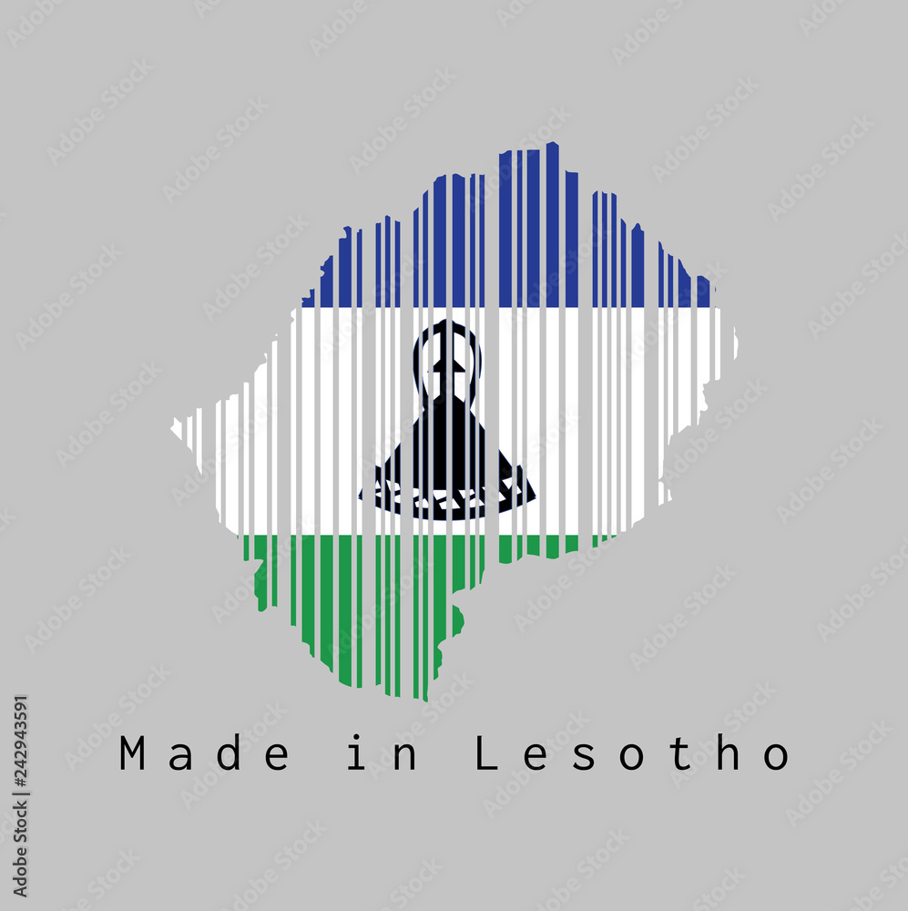 Barcode set the shape to Lesotho map outline and the color of Lesotho ...