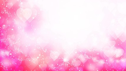 Wall Mural - Pink hearts appear on the shining soft background. Valentines Day holiday abstract loop animation.