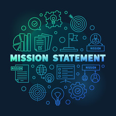 Poster - Vector Mission Statement round blue outline illustration on dark background