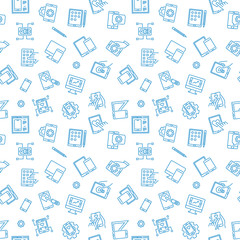 Poster - mobile app development vector seamless pattern or background in thin line style