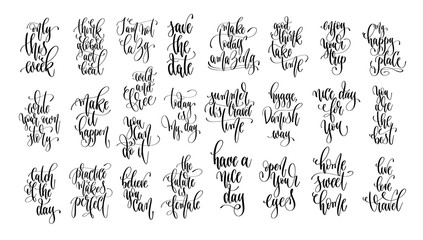 set of 25 hand lettering inscription text, motivation and inspir