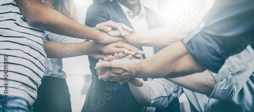 Fotografía Stack of hands. Unity and teamwork concept.