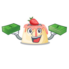 With money bag homemade strawberry pudding on character board