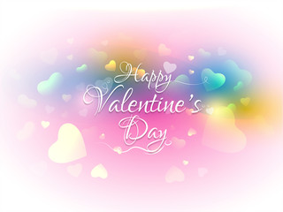 Sticker - Stylish lettering of Happy Valentine's Day on heart decorated pink background.