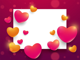 Sticker - Yellow and red heart shapes decorated bokeh background with space for your message. Valentine's Day celebration greeting card design.