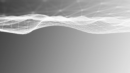 Poster - Abstract polygonal space. Network connection structure. Digital data visualization. Big data digital background. 3d rendering.