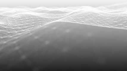 Poster - Abstract polygonal space. Network connection structure. Digital data visualization. Big data digital background. 3d rendering.