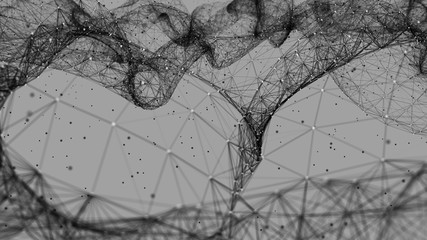 Poster - Abstract polygonal space. Network connection structure. Digital data visualization. Big data digital background. 3d rendering.
