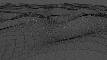 Poster - Abstract polygonal space. Network connection structure. Digital data visualization. Big data digital background. 3d rendering.