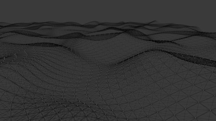 Poster - Abstract polygonal space. Network connection structure. Digital data visualization. Big data digital background. 3d rendering.