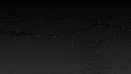 Poster - Abstract polygonal space. Network connection structure. Digital data visualization. Big data digital background. 3d rendering.