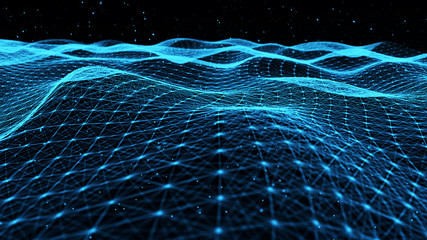 Aufkleber - Abstract polygonal space. Network connection structure. Digital data visualization. Big data digital background. 3d rendering.