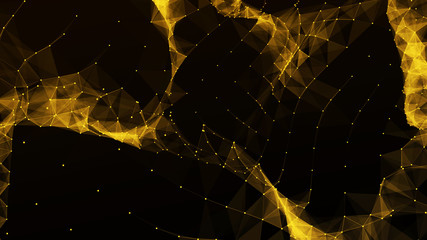 Poster - Abstract polygonal space. Network connection structure. Digital data visualization. Big data digital background. 3d rendering.