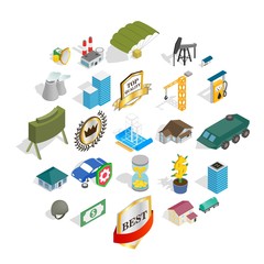 Poster - Business hall icons set. Isometric set of 25 business hall vector icons for web isolated on white background