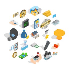 Poster - Over profit icons set. Isometric set of 25 over profit vector icons for web isolated on white background