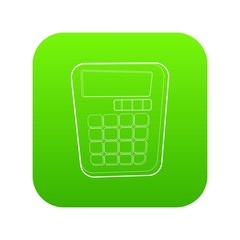 Poster - Calculator icon green vector isolated on white background