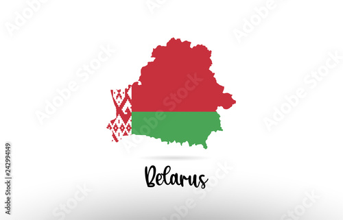 Fotografía Belarus country flag inside map contour design icon logo