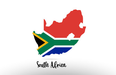 south africa country flag inside map contour design icon logo
