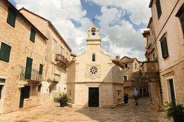 Sticker - Church of Saint John in town Jelsa on island of Hvar, Croatia