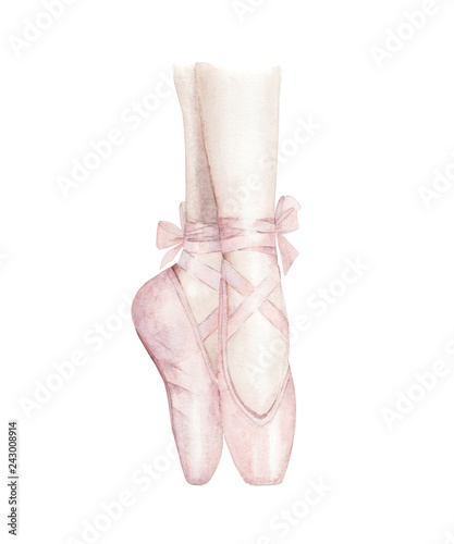 Watercolor ballet illustration. Hand drawn art. Fashion print