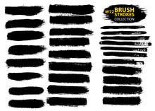 Dirty Artistic Design Elements Isolated On White Background. Black Ink Vector Brush Strokes