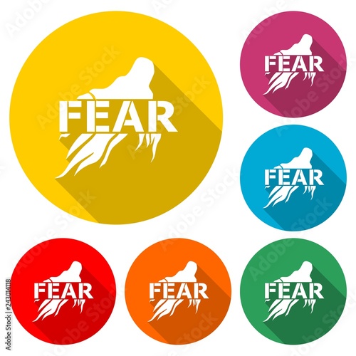 Fotografía Fear icon, Fear icon or logo, color set with long shadow
