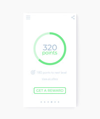 Reward app interface, mobile ui vector design