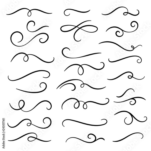 Cuadros en Lienzo Hand drawn flourishes swirls, text dividers, wedding decor design elements